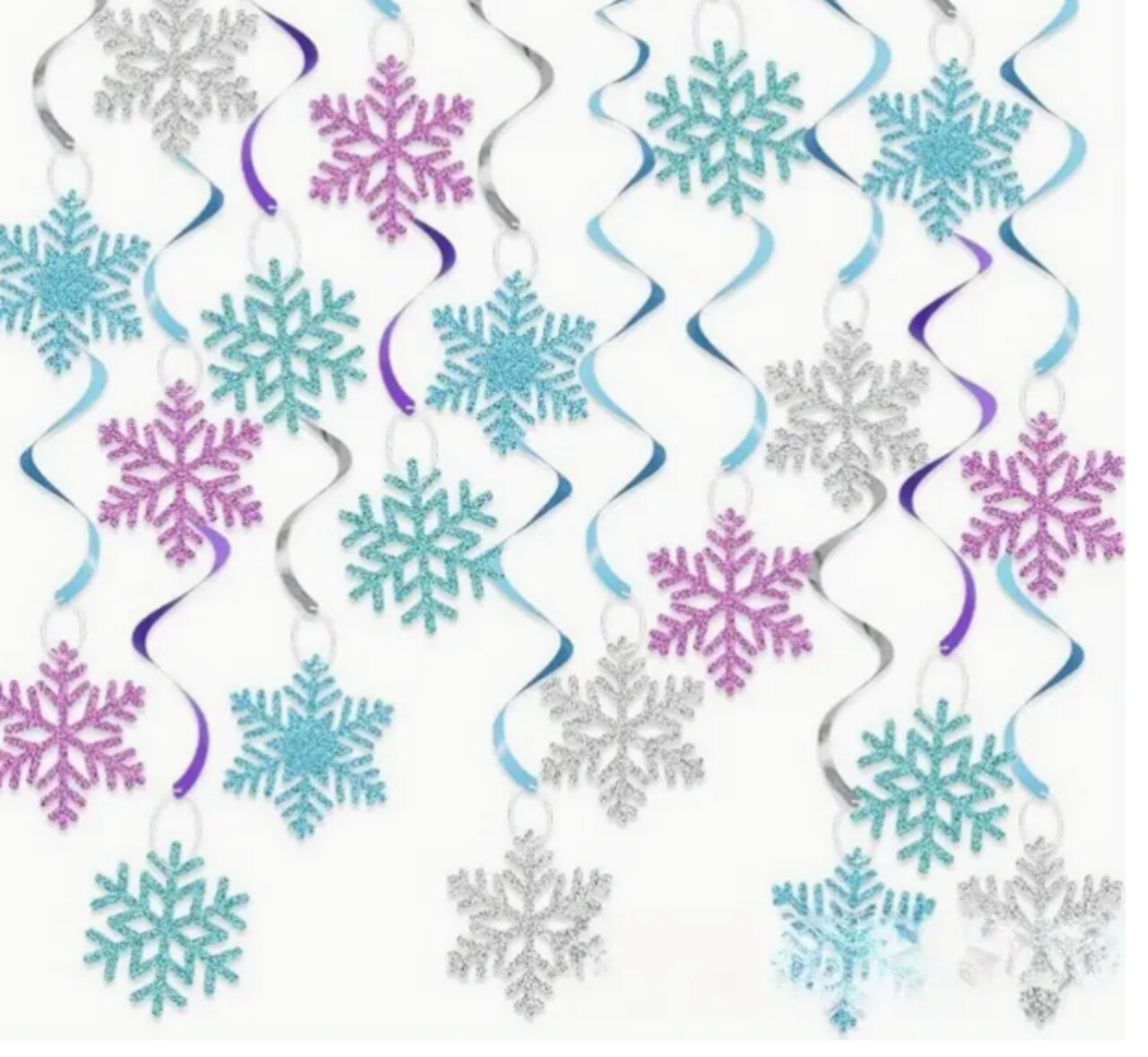 40-Pack Snowflake Hanging Swirl Decorations – Winter Classroom & Party Décor